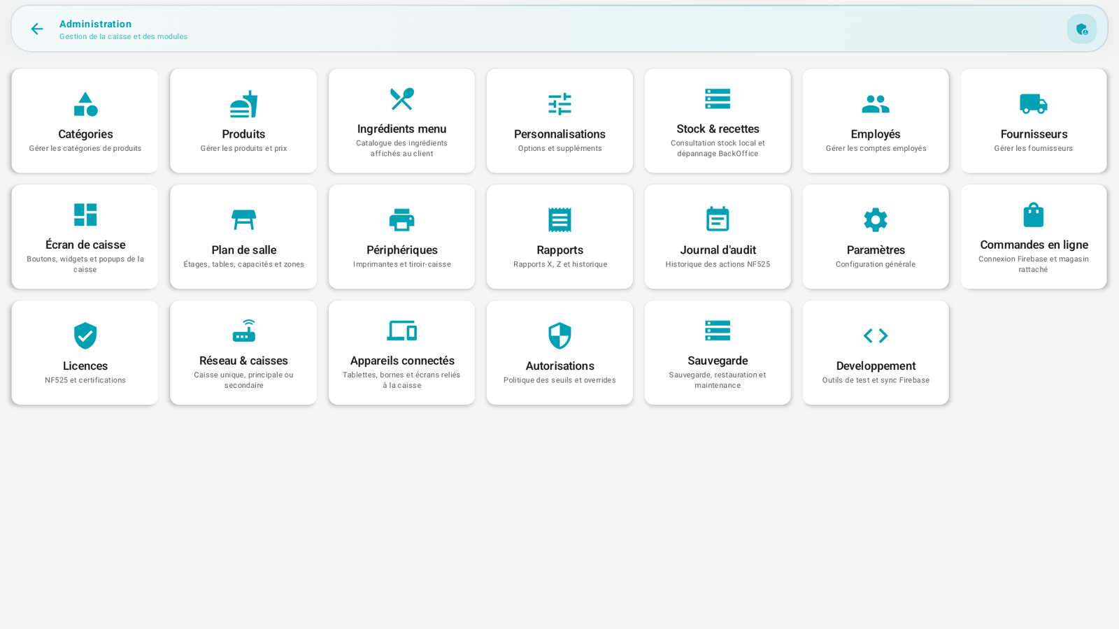 Le menu Administration