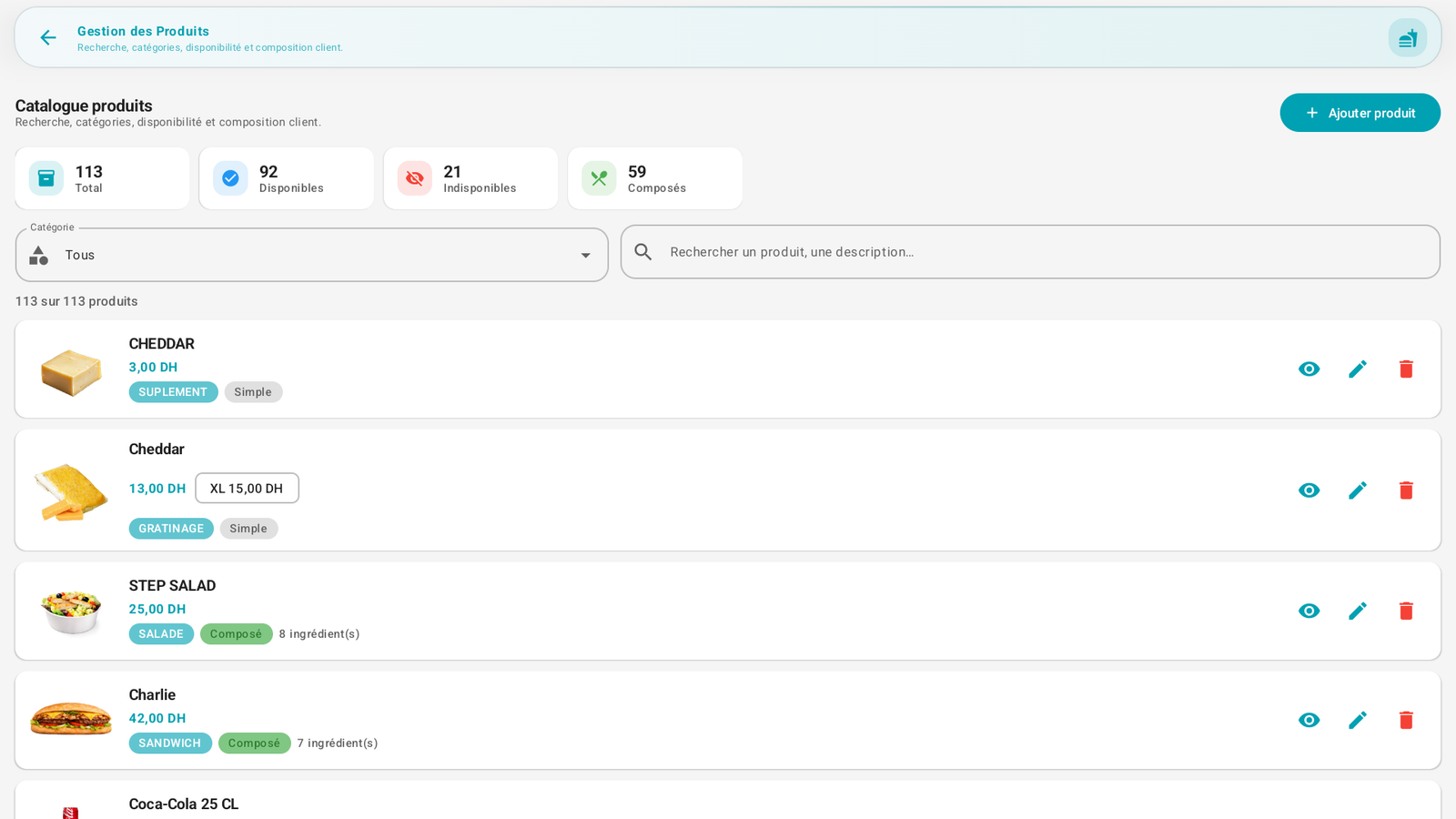 Gestion des produits